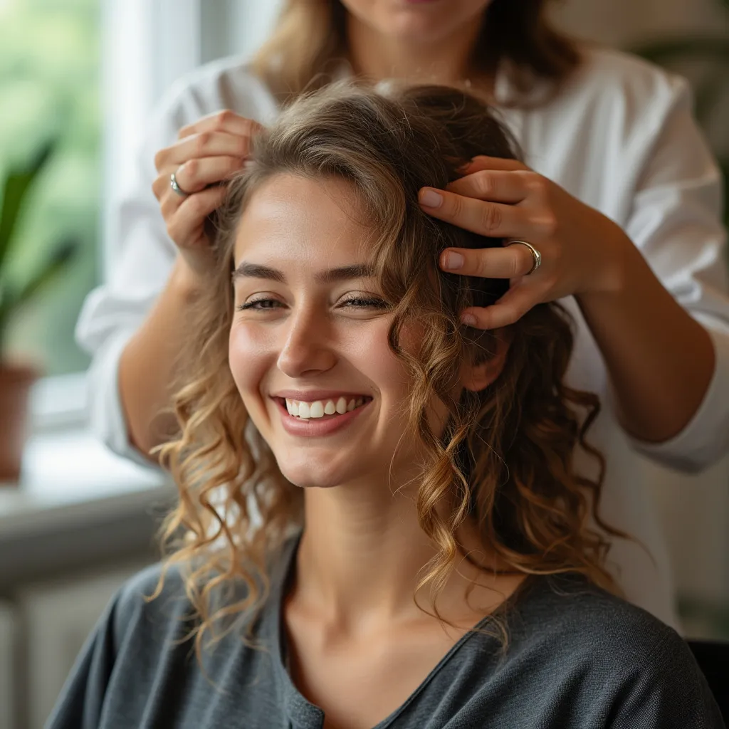 Cliente sonriendo en el salón